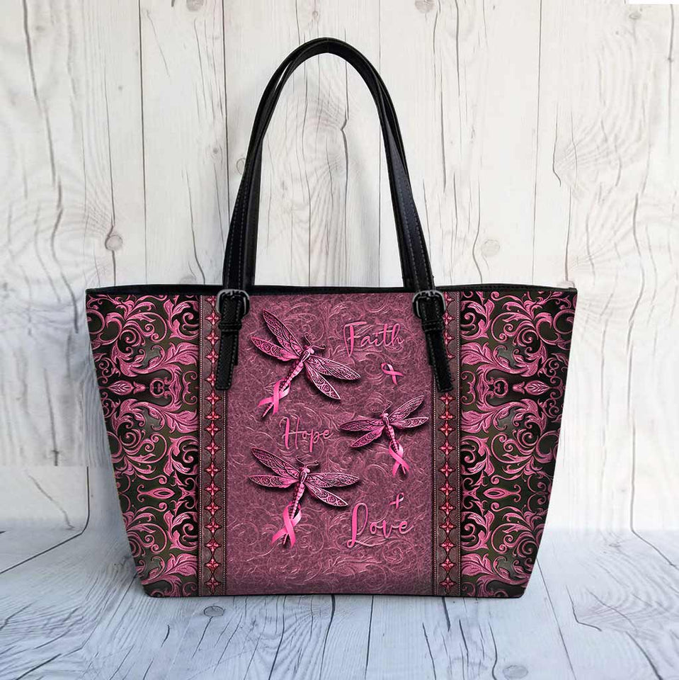 Sac en cuir Foi, Espoir, Amour – Sensibilisation au cancer du sein 0622