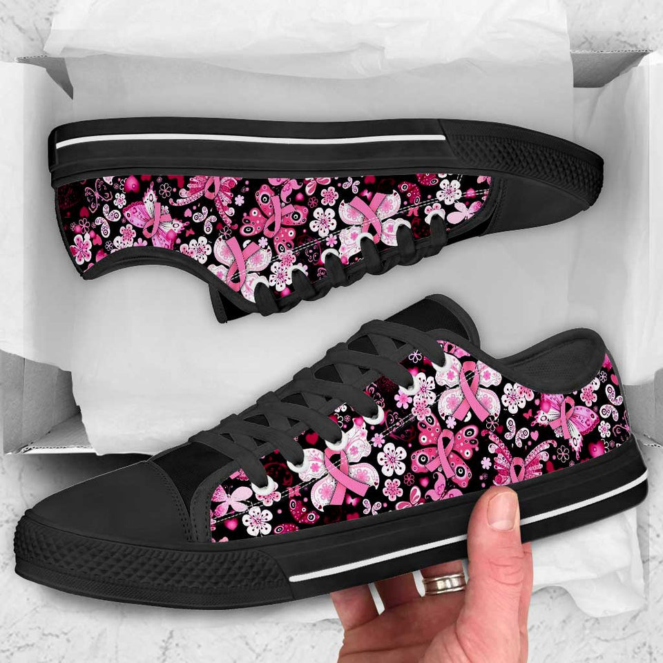 Chaussures basses à motif papillons pour la sensibilisation au cancer du sein 0622
