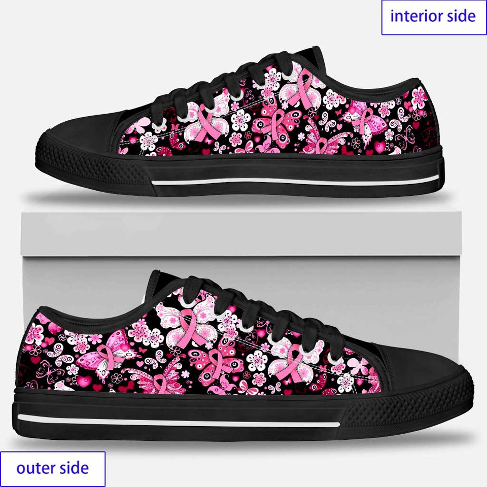 Chaussures basses à motif papillons pour la sensibilisation au cancer du sein 0622
