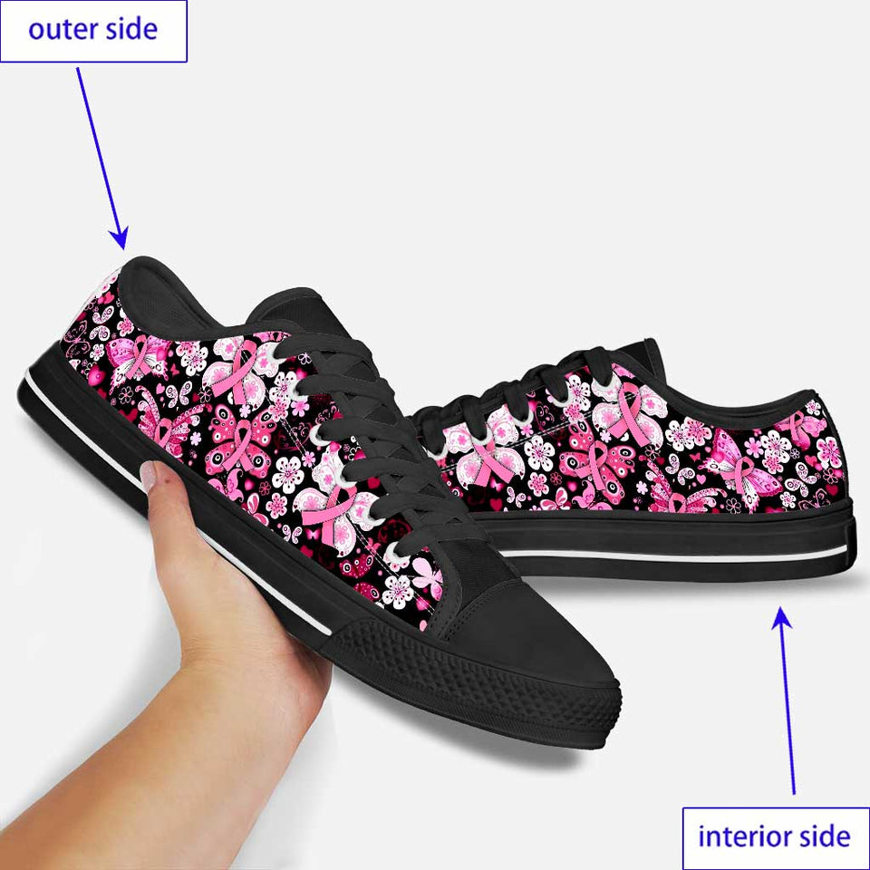 Chaussures basses à motif papillons pour la sensibilisation au cancer du sein 0622