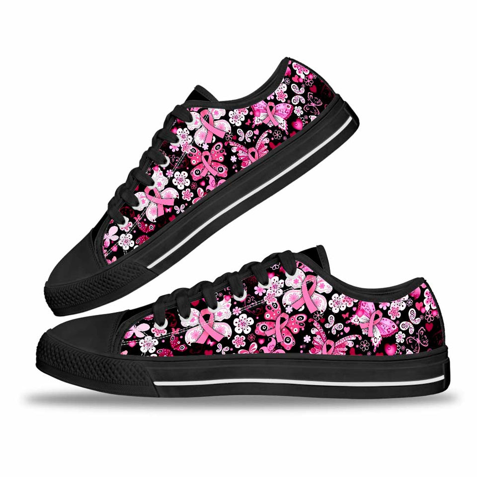 Chaussures basses à motif papillons pour la sensibilisation au cancer du sein 0622