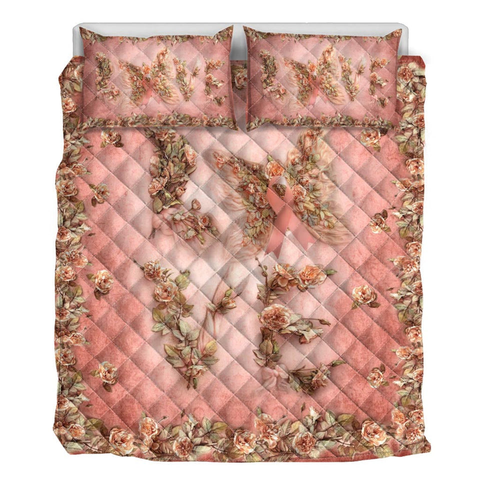 Ensemble de courtepointe « Amour floral et papillon » pour la sensibilisation au cancer du sein 0622