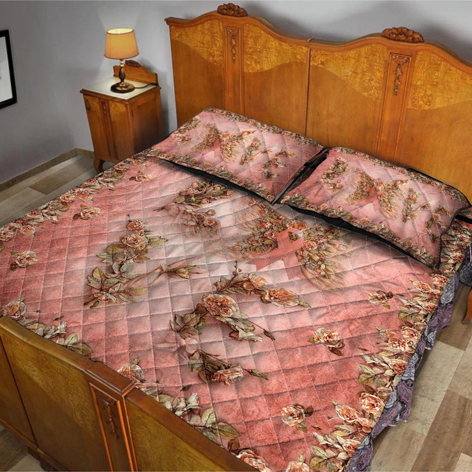 Ensemble de courtepointe « Amour floral et papillon » pour la sensibilisation au cancer du sein 0622