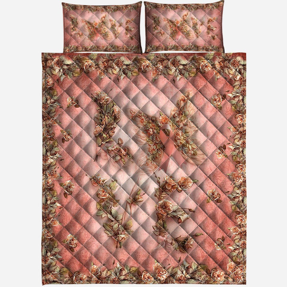 Ensemble de courtepointe « Amour floral et papillon » pour la sensibilisation au cancer du sein 0622