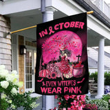 En octobre, même les sorcières portent du rose pour Halloween - Drapeau de sensibilisation au cancer du sein 0822