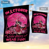 En octobre, même les sorcières portent du rose pour Halloween - Drapeau de sensibilisation au cancer du sein 0822