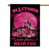 En octobre, même les sorcières portent du rose pour Halloween - Drapeau de sensibilisation au cancer du sein 0822