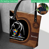 Custom Mama Bear Autism : Love Someone With Autism - Personalized Autism Awareness Tote Bag 0921