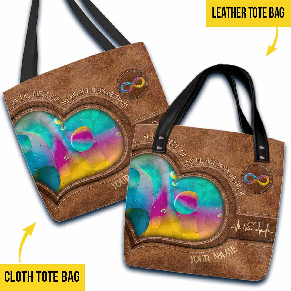 A Big Piece Of My Heart - Autism Awareness Personalized Tote Bag