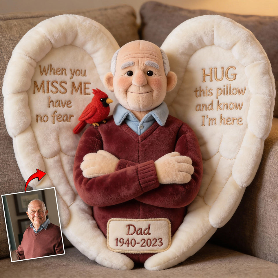 Coussin commémoratif personnalisé en fausse fourrure - À partir d'une photo - Quand tu me manques
