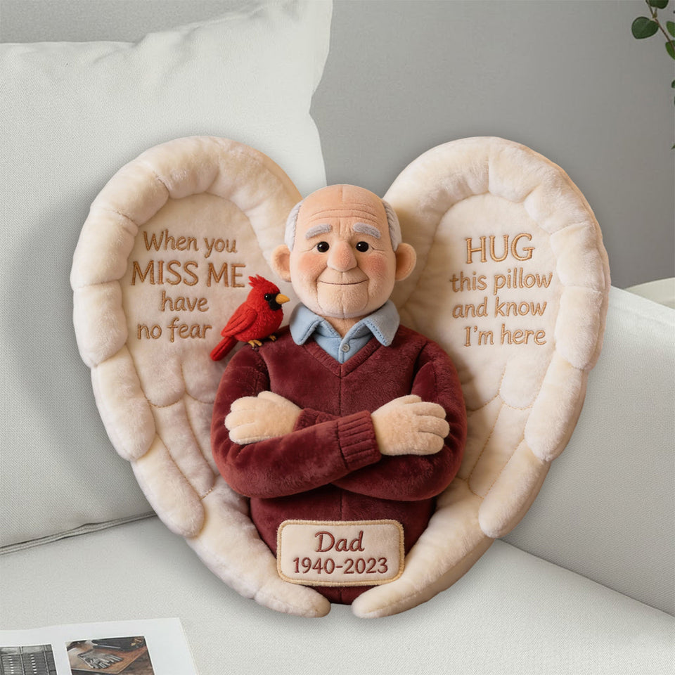 Coussin commémoratif personnalisé en fausse fourrure - À partir d'une photo - Quand tu me manques