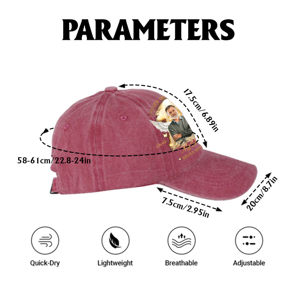 Je ne marche jamais seul - Casquette en denim délavé personnalisée en hommage