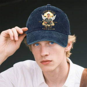 Je ne marche jamais seul - Casquette en denim délavé personnalisée en hommage
