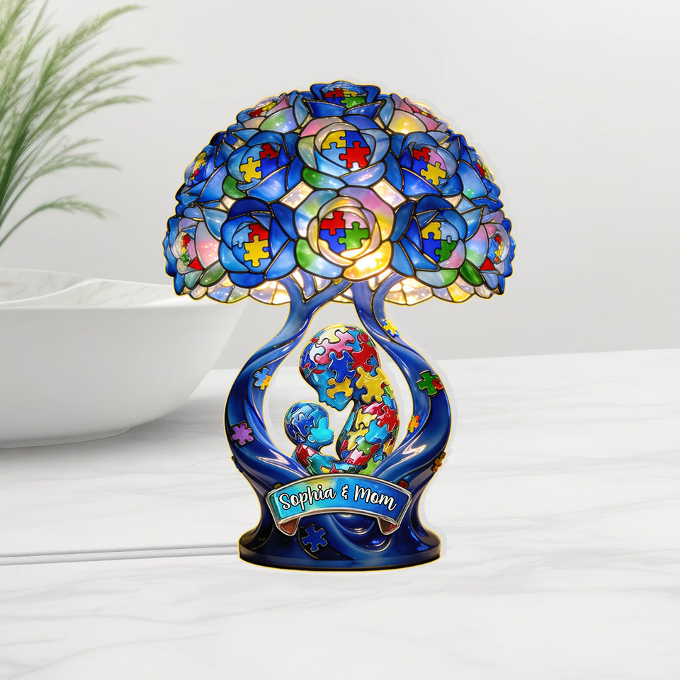 Veilleuse LED acrylique personnalisée « Maman Forte » : le cadeau idéal pour maman ! Sensibilisation à l’autisme.