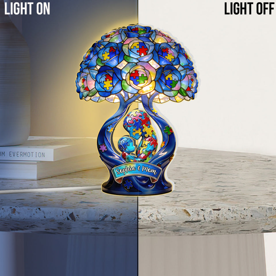 Veilleuse LED acrylique personnalisée « Maman Forte » : le cadeau idéal pour maman ! Sensibilisation à l’autisme.