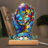 Mom And Kid - Personalized Autism Awareness Shaped Plaque Light Base