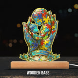 Mom And Kid - Personalized Autism Awareness Shaped Plaque Light Base