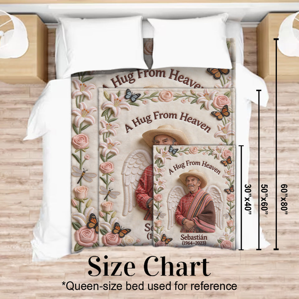 Memorial Gift, A Hug From Heaven - Personalized Memorial Blanket