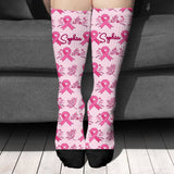Ruban rose – Sensibilisation au cancer du sein – Chaussettes personnalisées de sensibilisation au cancer du sein
