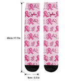 Ruban rose – Sensibilisation au cancer du sein – Chaussettes personnalisées de sensibilisation au cancer du sein