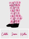 Ruban rose – Sensibilisation au cancer du sein – Chaussettes personnalisées de sensibilisation au cancer du sein