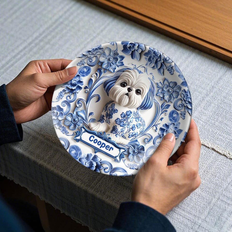 Cute Dog - Personalized Dog Ceramic Round Plate