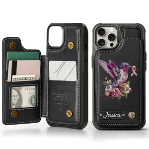 Breast Cancer Awareness Hummingbird - Personalized Breast Cancer Awareness Wallet Phone Case