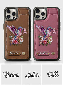 Breast Cancer Awareness Hummingbird - Personalized Breast Cancer Awareness Wallet Phone Case