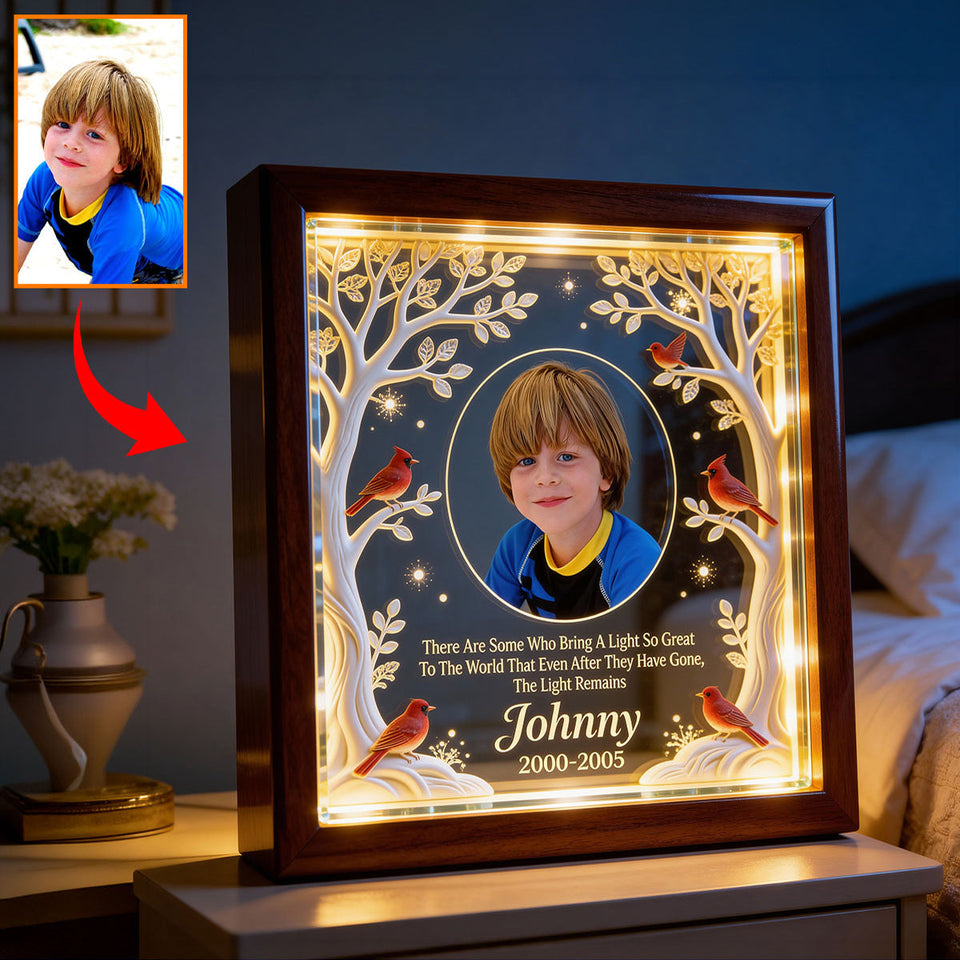 Custom Any Photo - There Are Some Who Bring A Light - Personalized Memorial Wooden Frame LED Light