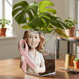 Custom Any Photo Breast Cancer Awareness - Personalized Breast Cancer Awareness Acrylic Pot