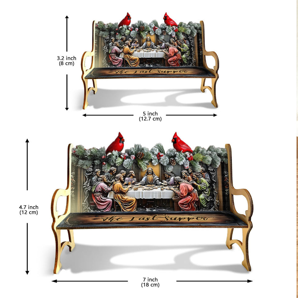 La Cène - Banc en bois chrétien personnalisé
