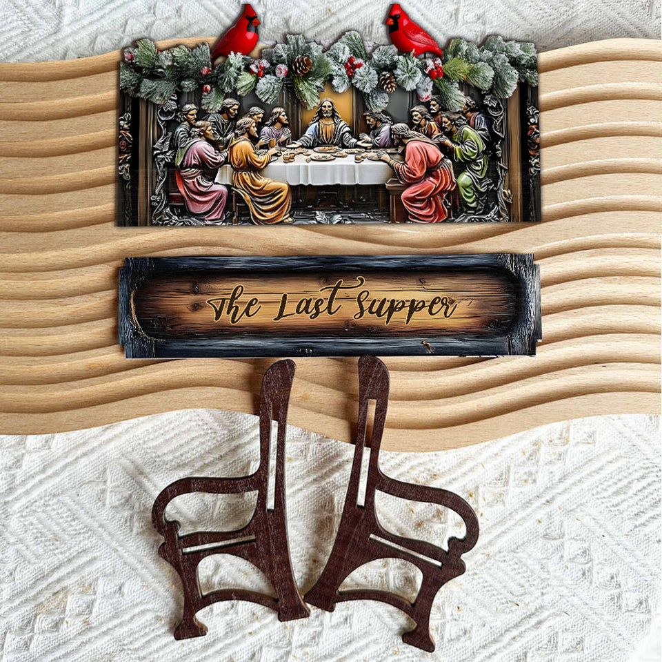 La Cène - Banc en bois chrétien personnalisé