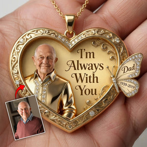 Custom Any Photo Forever Missed - Personalized Memorial Shaped Metal Pendant Necklace