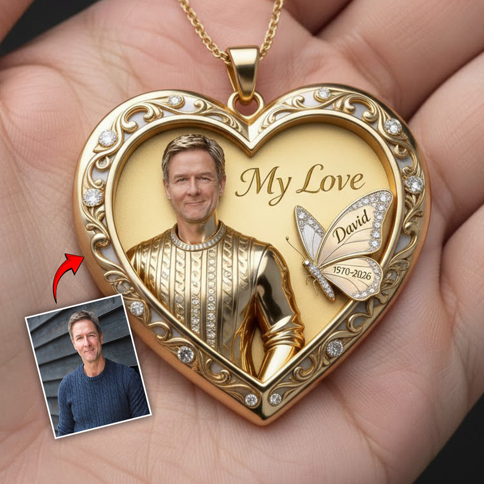 Custom Any Photo Forever Missed - Personalized Memorial Shaped Metal Pendant Necklace