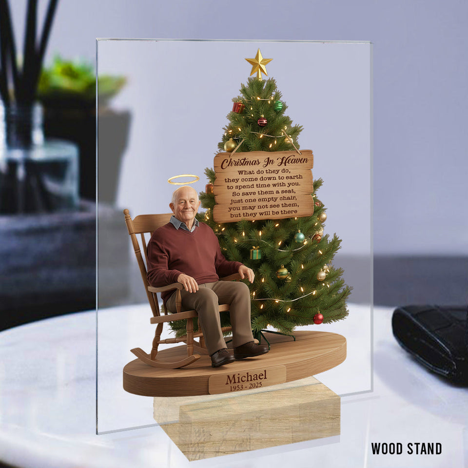Noël au paradis - Plaque commémorative personnalisée en acrylique transparent