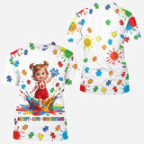Accept Love Understand Autism Awareness Kids - Personalized Autism Awareness All Over Shirt