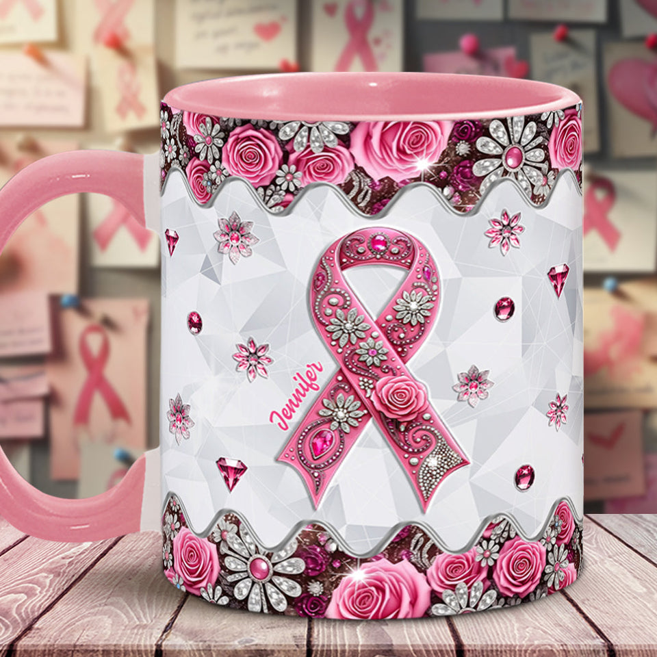 Breast Cancer Awareness - Personalized Breast Cancer Awareness Accent Mug