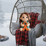 Never Give Up Orange Ribbon - Personalized Multiple Sclerosis Awareness Premium Faux Fur Pillow