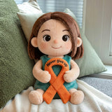 Never Give Up Orange Ribbon - Personalized Multiple Sclerosis Awareness Premium Faux Fur Pillow