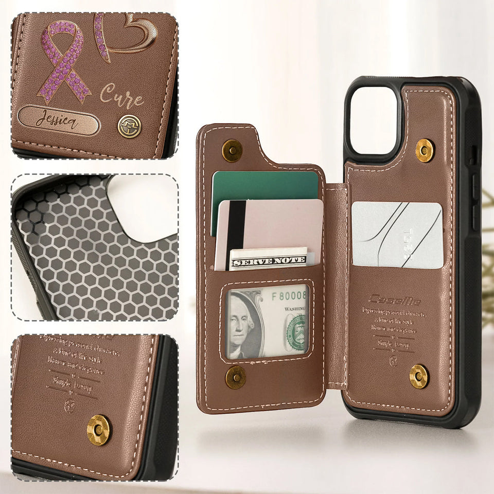 Peace Love Cure - Personalized Breast Cancer Awareness Wallet Phone Case