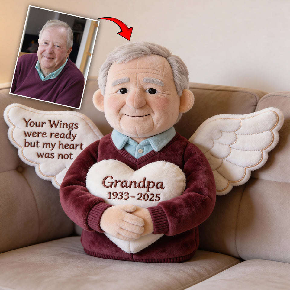 Tes ailes étaient prêtes, mais mon cœur ne l'était pas - Coussin commémoratif personnalisé en fausse fourrure