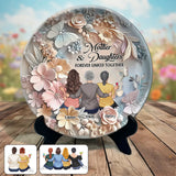 Mère et filles liées à jamais - Assiette ronde en céramique personnalisée pour maman