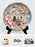 Mère et filles liées à jamais - Assiette ronde en céramique personnalisée pour maman