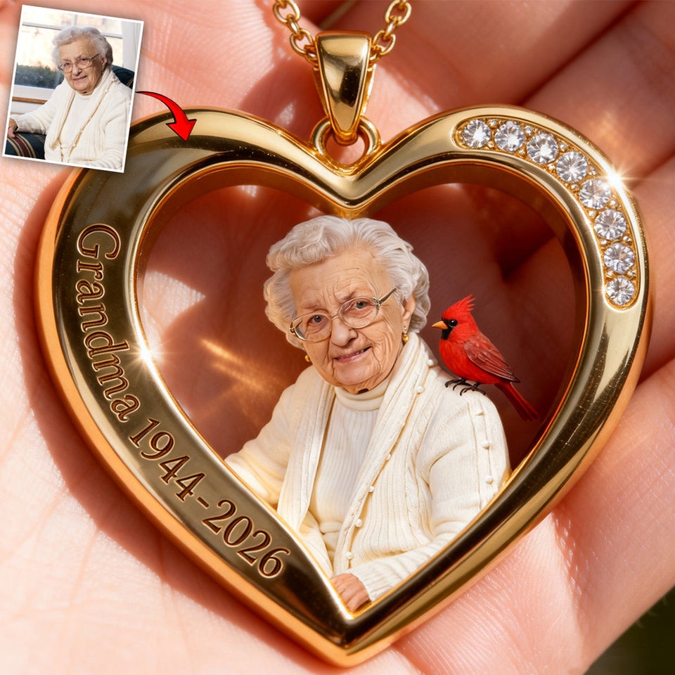 Always In My Heart - Personalized Memorial Shaped Metal Pendant Necklace