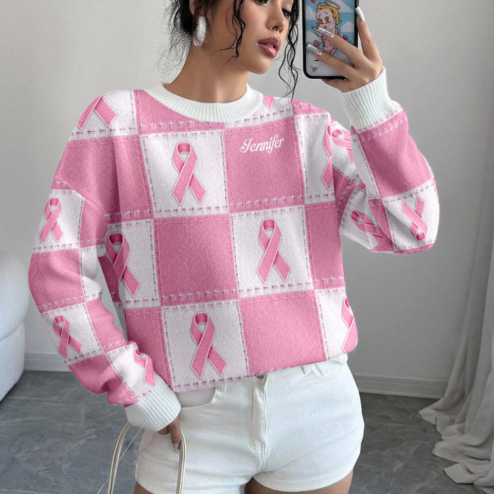 Ruban rose de sensibilisation au cancer du sein - Pull moche personnalisé pour la sensibilisation au cancer du sein