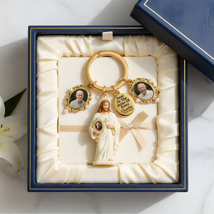 Save In The Arms Of Jesus - Personalized Memorial Keychain With Charms