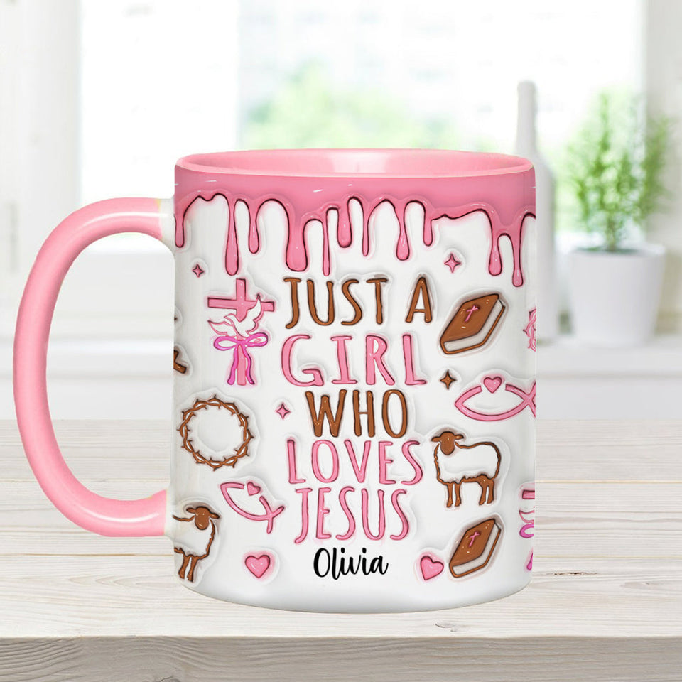 Just A Girl Who Loves Jesus - Personalized Christian Accent Mug