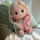 Sensibilisation au cancer du sein - Coussin personnalisé en fausse fourrure pour la sensibilisation au cancer du sein