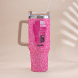 Breast Cancer Awareness - Personalized Breast Cancer Awareness Tumbler With Handle