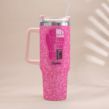 Breast Cancer Awareness - Personalized Breast Cancer Awareness Tumbler With Handle
